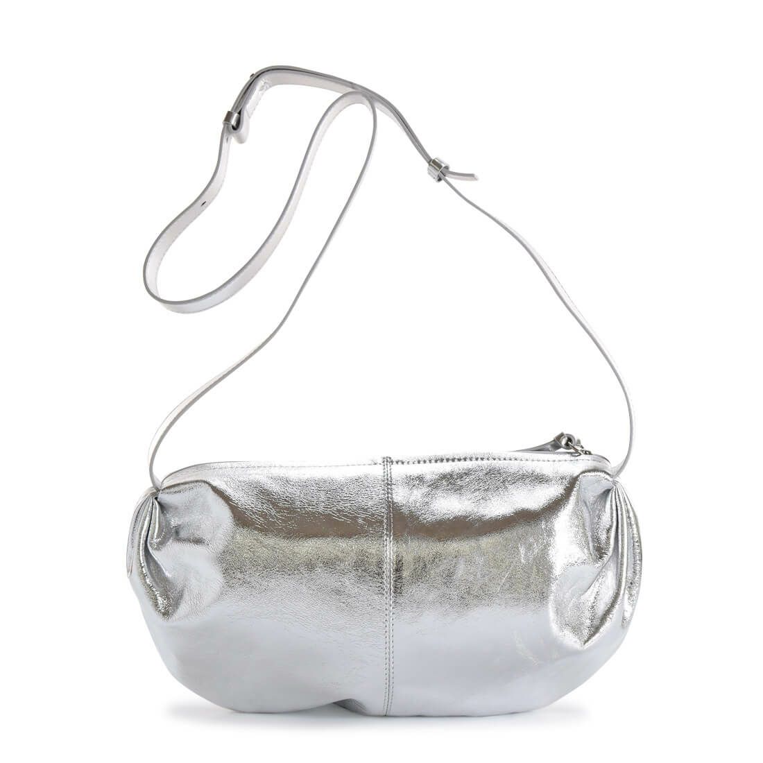 半月型メタリックレザーショルダーバッグ