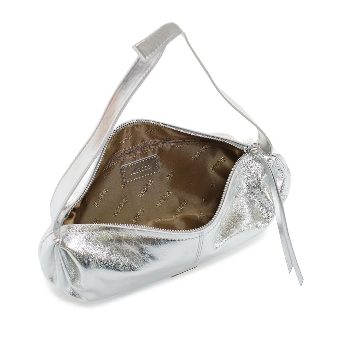 半月型メタリックレザーショルダーバッグ