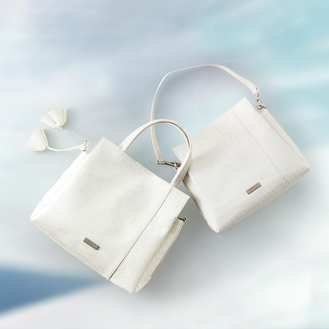 シャイニングレザークロコダイル型押し2wayショルダー
