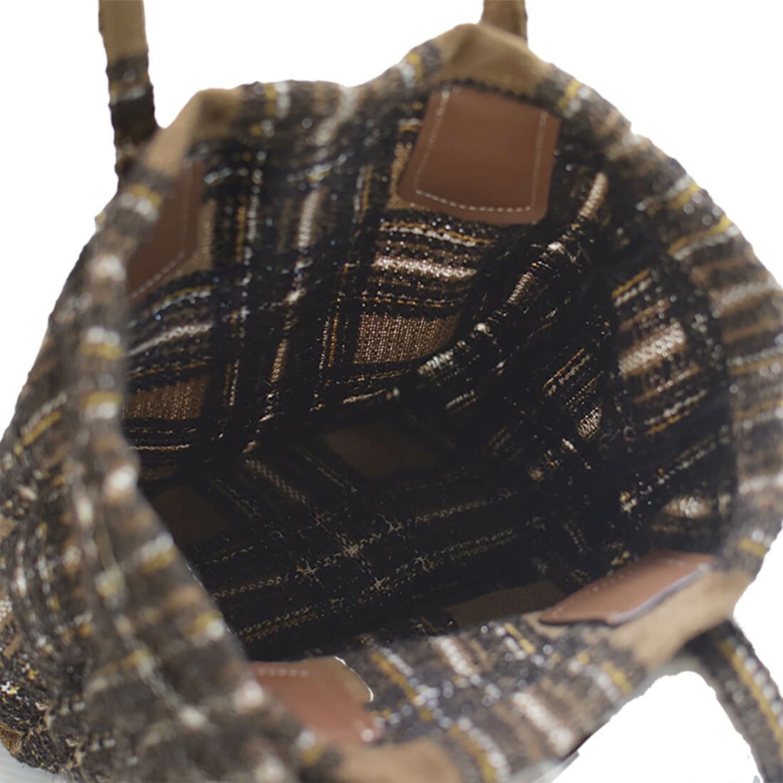 チェック柄ポーチ付きトートバッグ