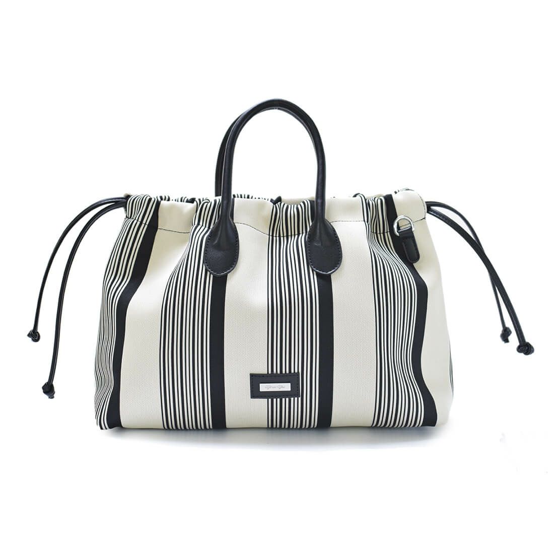 ストライプ柄巾着2wayトートバッグ