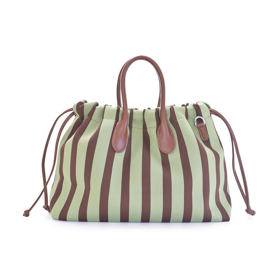 ストライプ柄巾着2wayトートバッグ