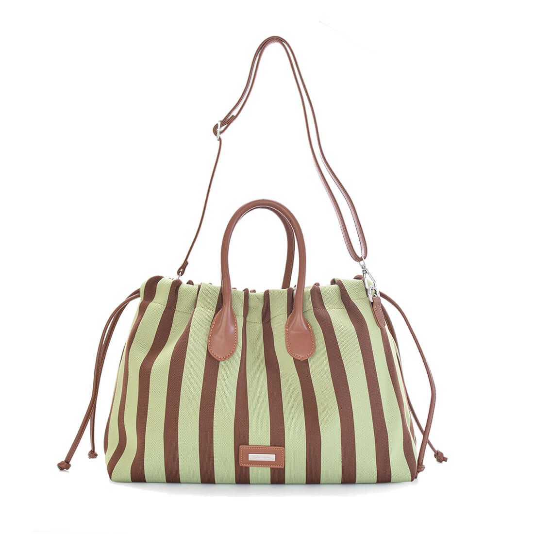 ストライプ柄巾着2wayトートバッグ