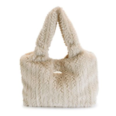 ベージュファー編み込みハンドバッグ 編み込み風フェイクファーハンドバッグ | バルコス公式オンラインショップ