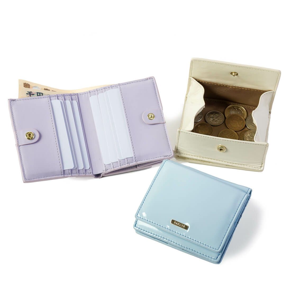 パテントレザー折財布