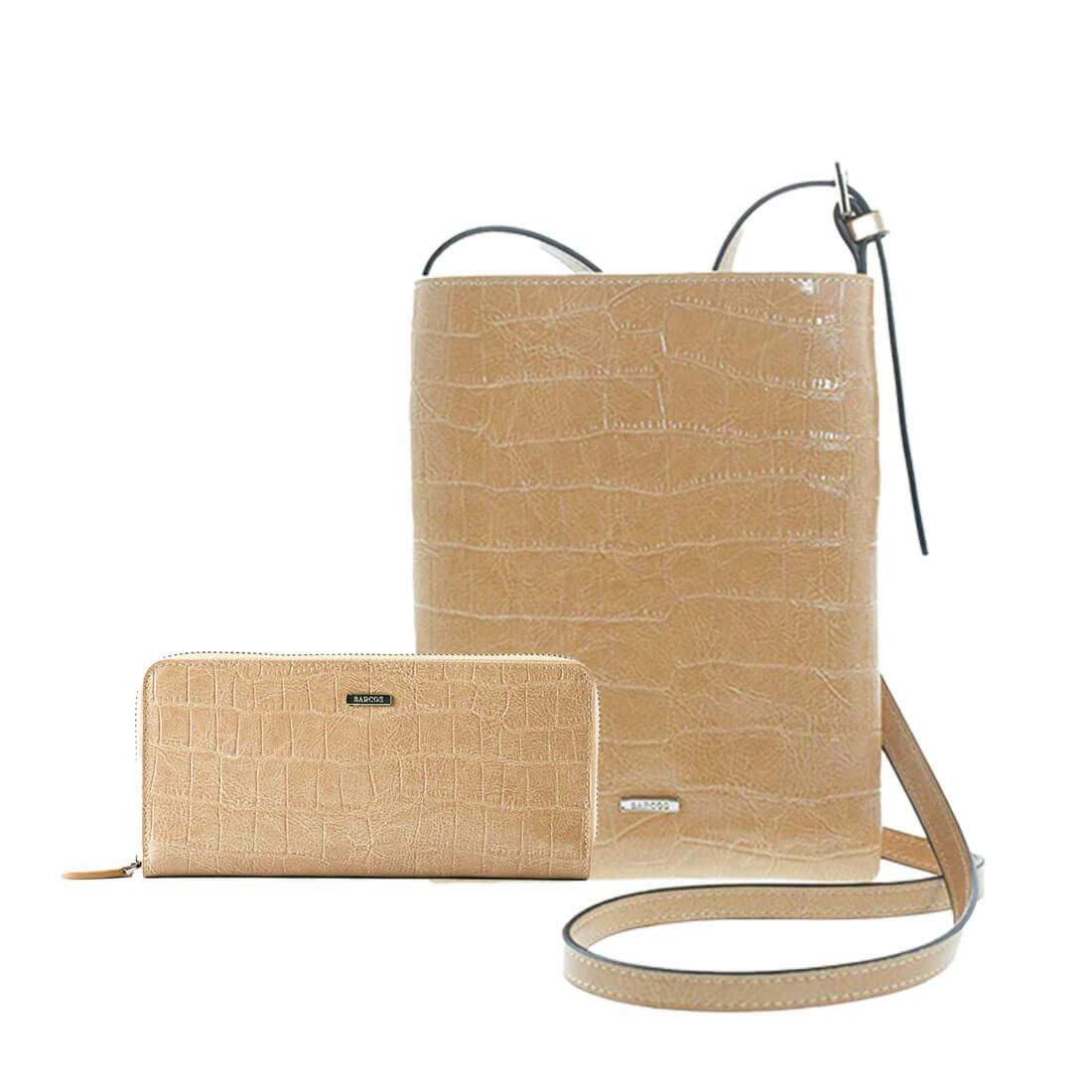 【セット商品】クロコダイル型押しロングウォレット&ポシェットセット