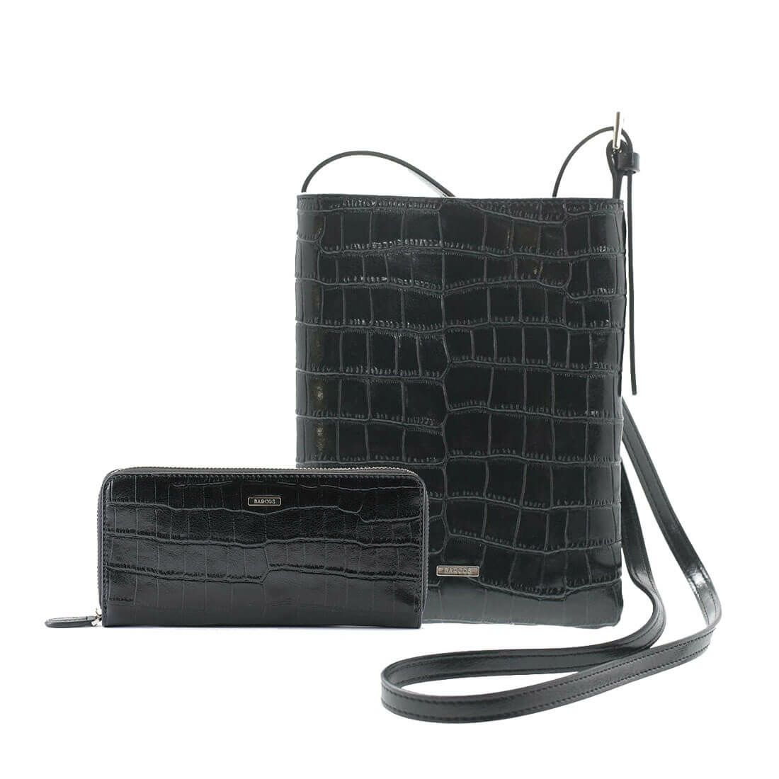 【セット商品】クロコダイル型押しロングウォレット&ポシェットセット