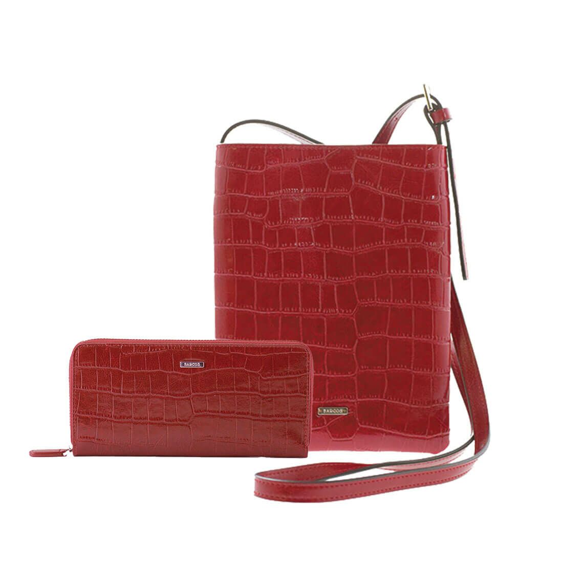 【セット商品】クロコダイル型押しロングウォレット&ポシェットセット