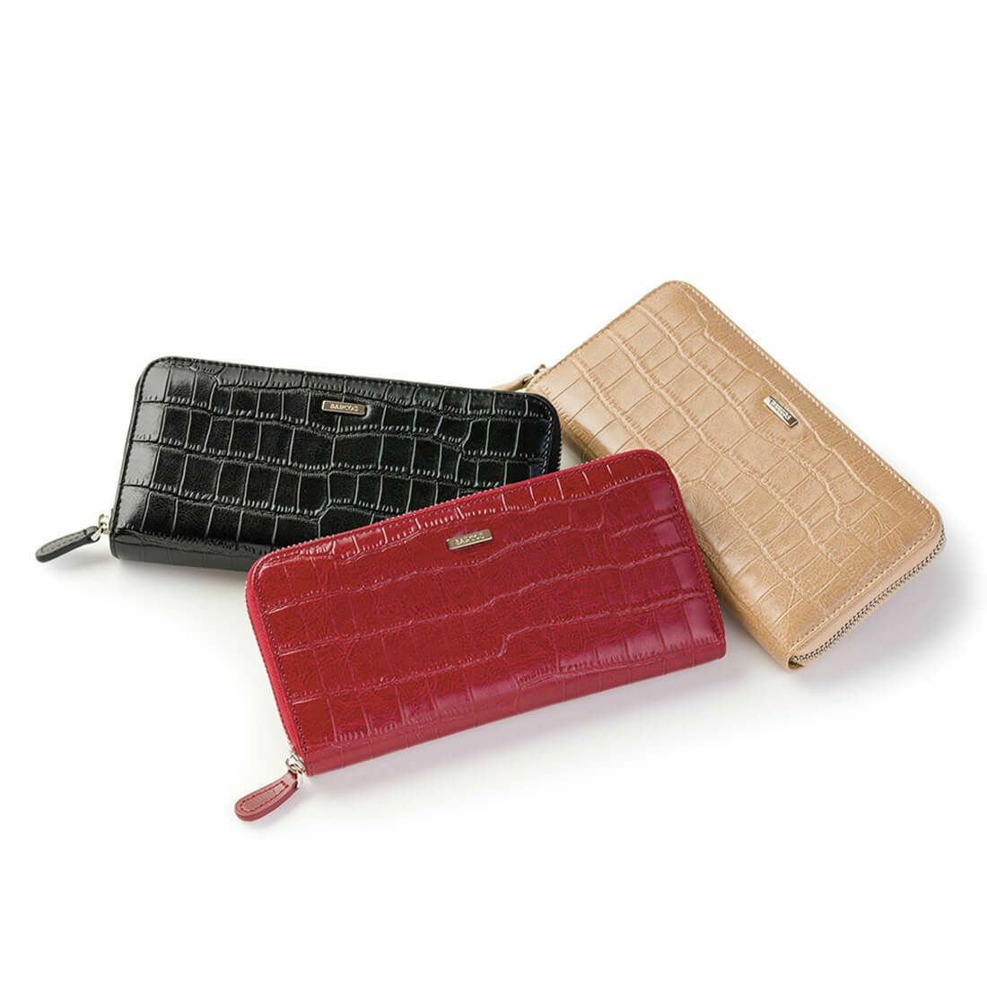 【セット商品】クロコダイル型押しロングウォレット&ポシェットセット