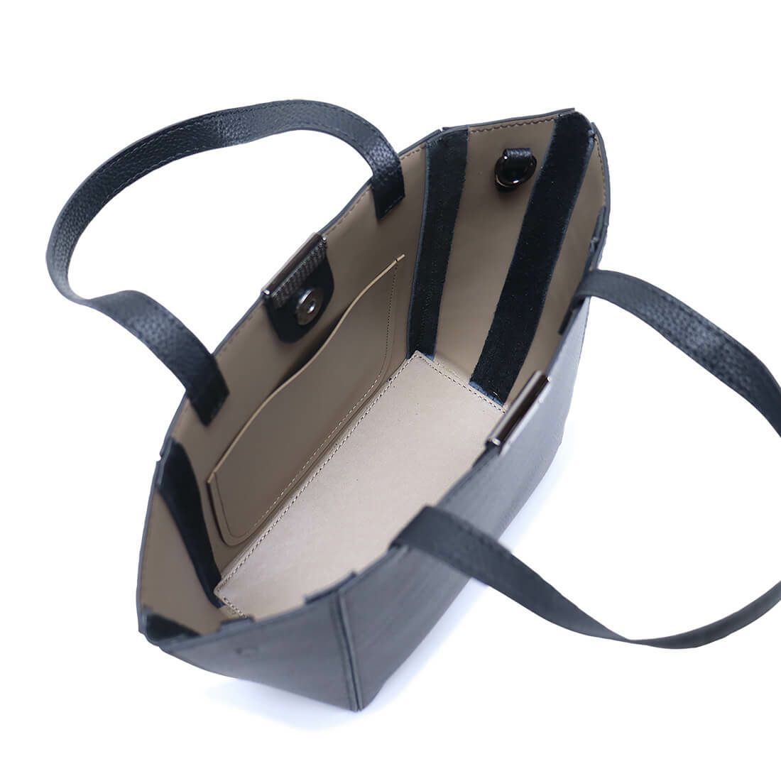 ポーチ付き舟形ハンドバッグ