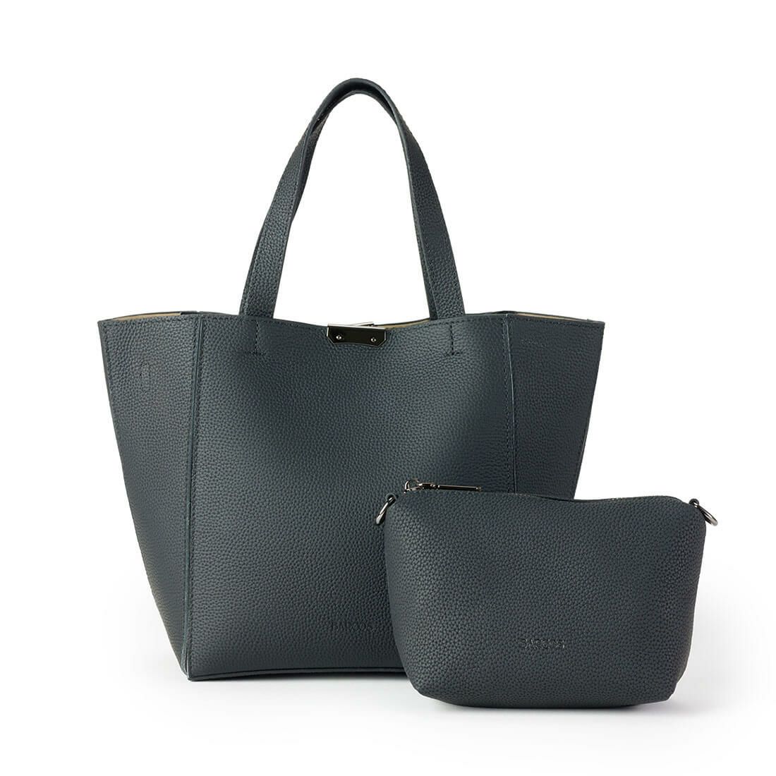 ポーチ付き舟形ハンドバッグ