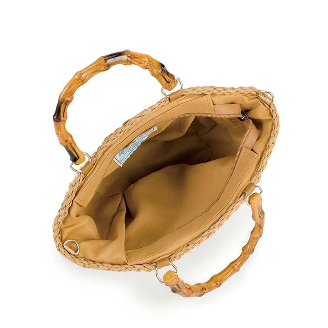 格子柄ウッドハンドル2wayかごバッグ