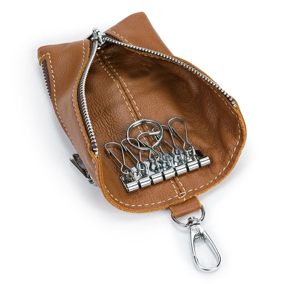 ポケット付きシュリンクレザーキーケース