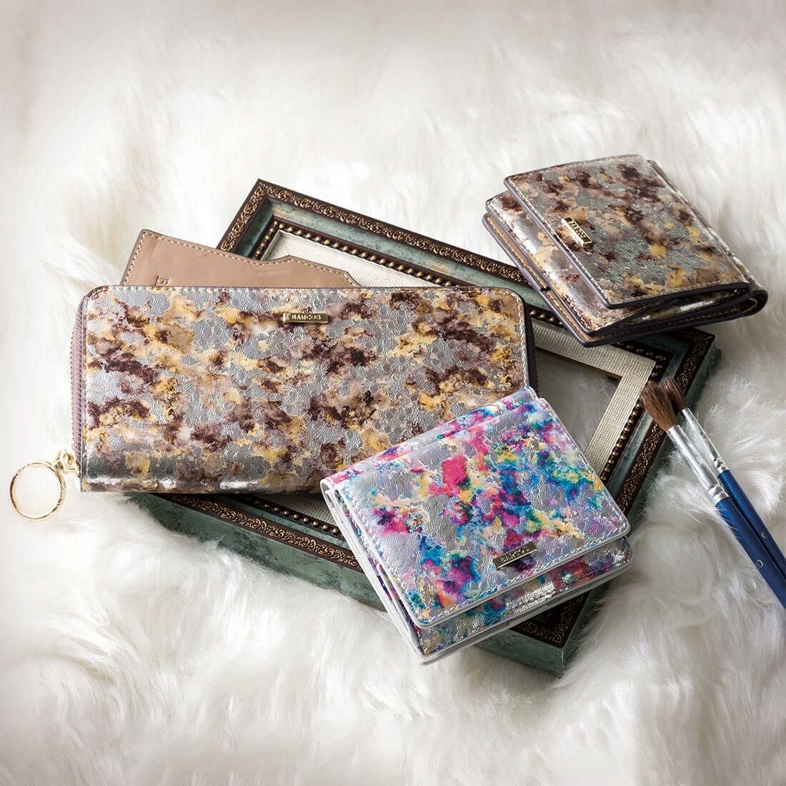 ペイントレザー折財布