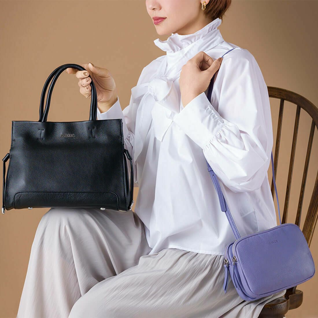 シュリンクレザー巾着2wayハンドバッグ