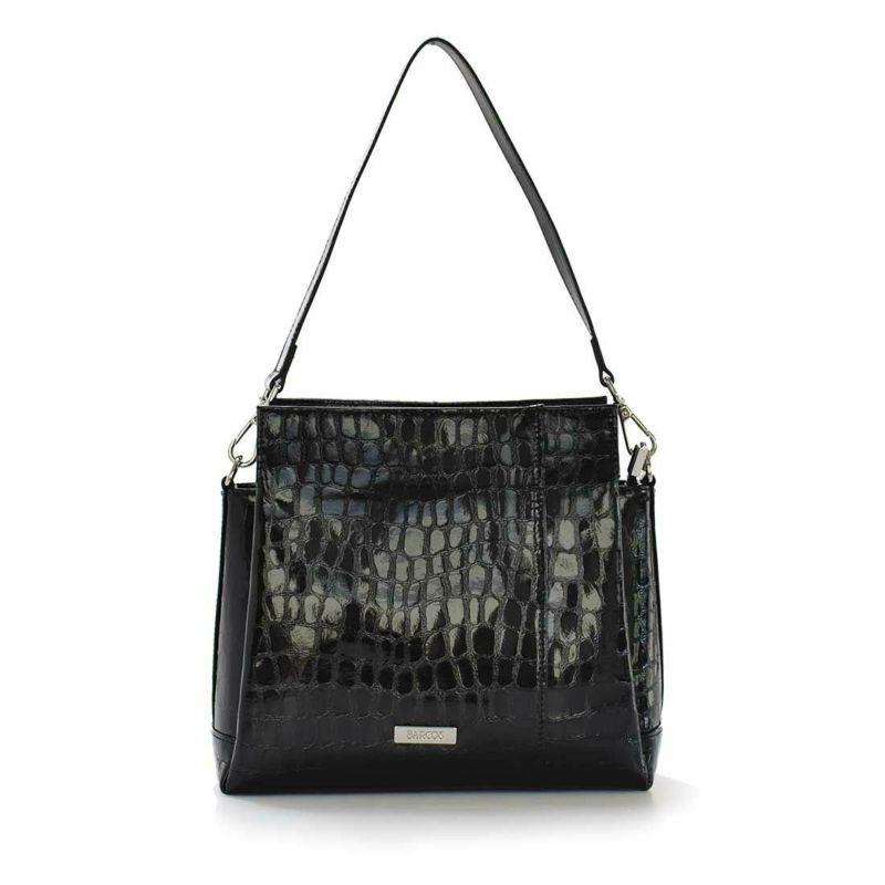 ハンドバッグ　ショルダー　2way　クロコダイル　型押し　シャイニング　グレー アウトレット】シャイニングレザークロコダイル型押し2wayショルダー