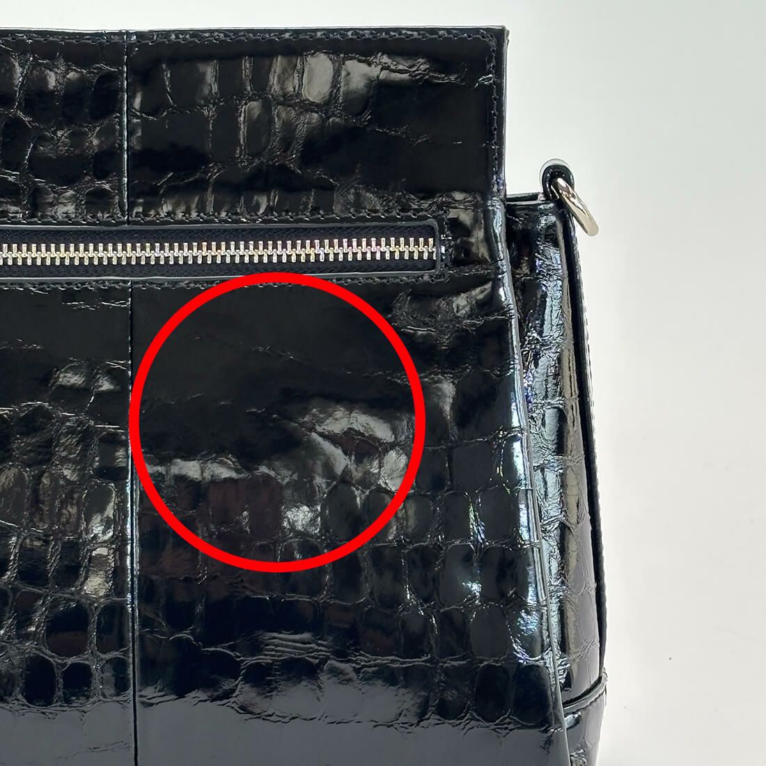 アウトレット】シャイニングレザークロコダイル型押し2wayショルダー