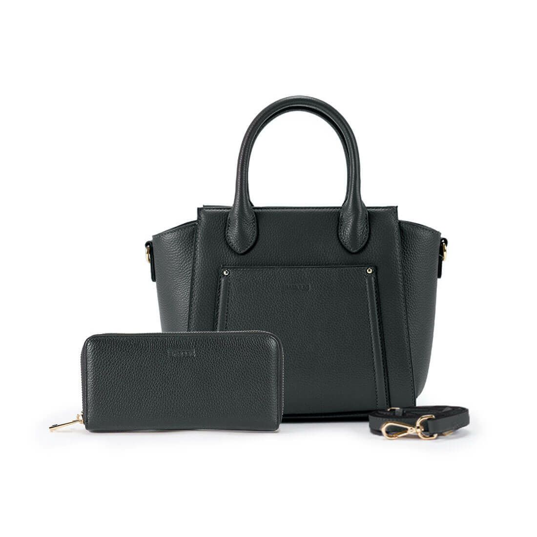 セット商品】リベットデザインシュリンクレザー2wayハンドバッグ＆長