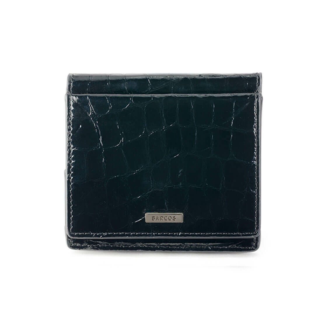 シャイニングレザークロコダイル型押し折財布